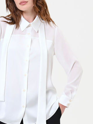 Cremeweiße Georgette-Bluse mit Schluppe