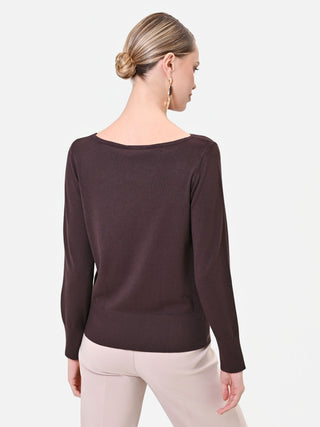 Maglia scollo a barchetta moro marrone