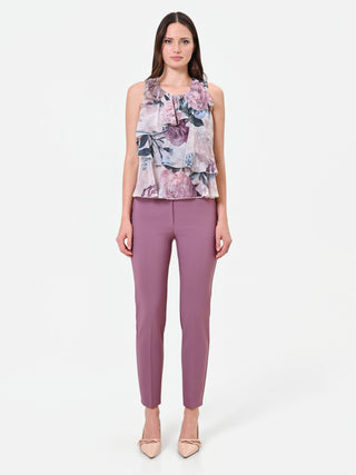 Dusty Rose Floral-Print Ruffle Top