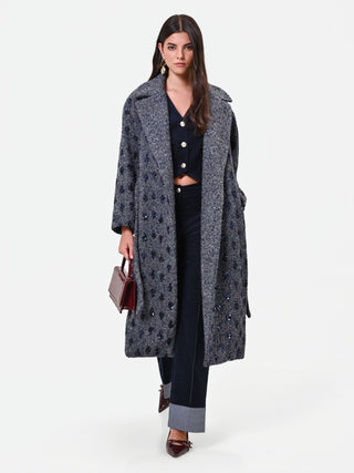 Navy Blue Wrap Coat