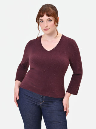 Jersey Curvy rojo burdeos con detalles brillantes