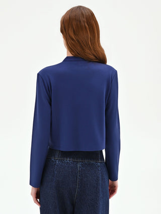 Cardigan blu morbido con bottoni dorati