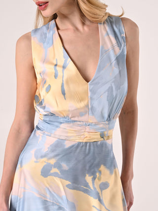 Robe longue imprimé fleuri abstrait