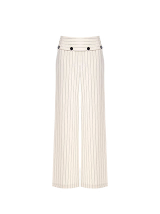White Trousers with Blue Stripes