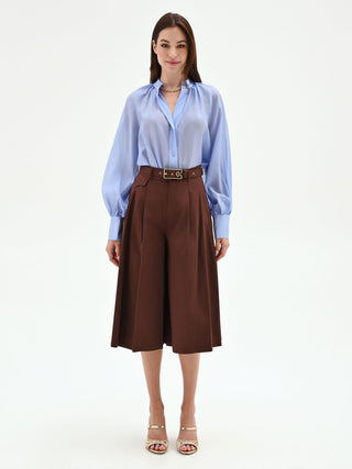 Pantalone culotte cioccolato con cintura