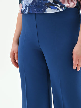Pantalone Curvy  a palazzo blu brillante in scuba mano crepe