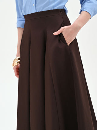 Chocolate Poplin Full Skirt