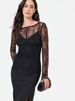 Schwarze Spitzenbluse mit herzförmigem Futter