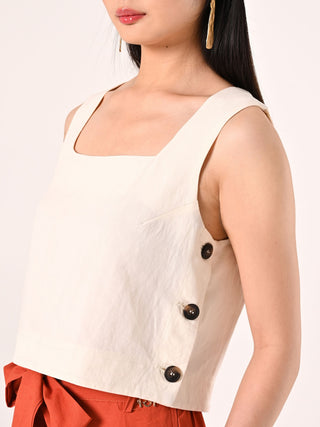 Crop Top in Lino Viscosa Bianco