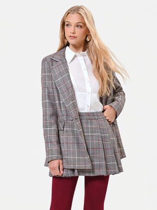 Taupe and Beige Prince of Wales Check Polyviscose Skort