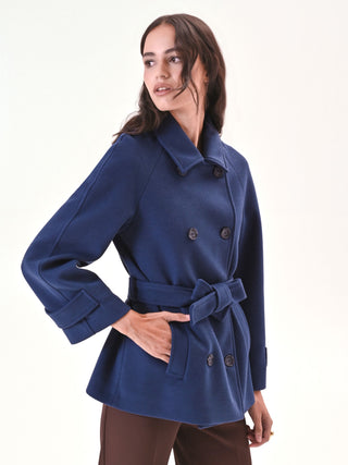 Cappotto Blu Corto in Velour