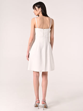White Sheath Dress with Rhinestone Details