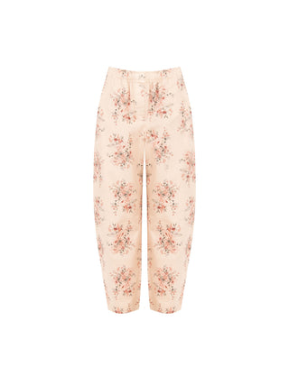 Pantalón vaquero rosa con estampado floral