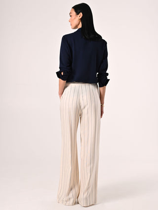 Pantaloni Bianchi a Righe Blu