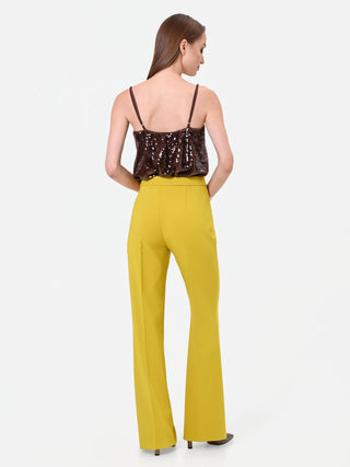 Oil Green High-Waisted Trousers