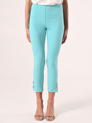 Pantaloni Verde Acqua in Scuba mano Crepe