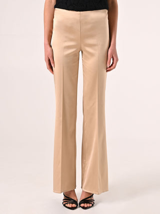 Dark Beige Viscose Satin Trousers