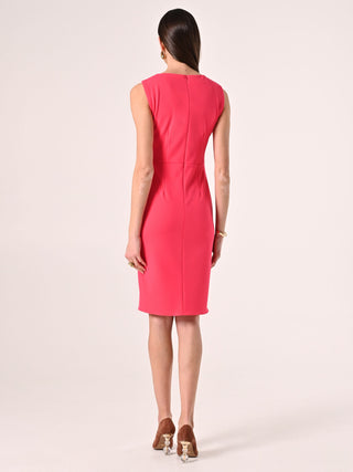 Robe fourreau cache-cœur fuchsia
