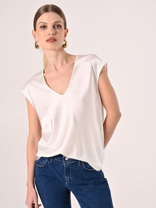 Blusa in Raso Bianca