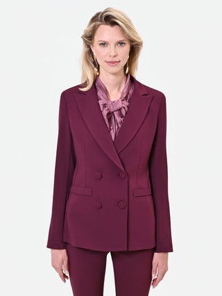 Bordeauxroter Zweireiher-Blazer aus Scuba-Crêpe