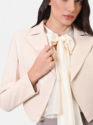 Giacca corta beige con revers