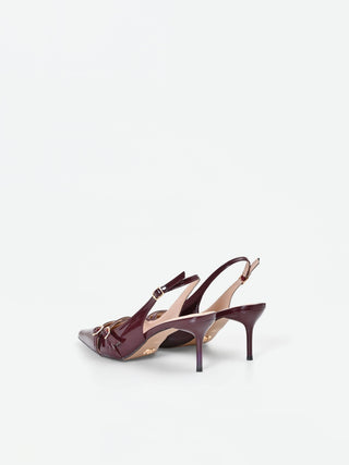 Escarpins slingback bordeaux à brides croisées