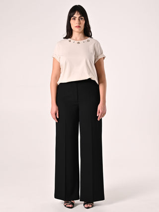Curvy Black Palazzo Pants in Cady