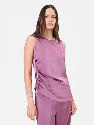 Antique Rose Satin Top with Side Draping