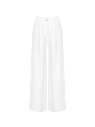 Pantalone a palazzo bianco in raso