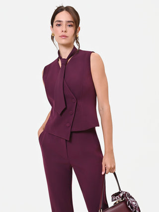 Gilet Studio asimmetrico bordeaux rosso in crepe
