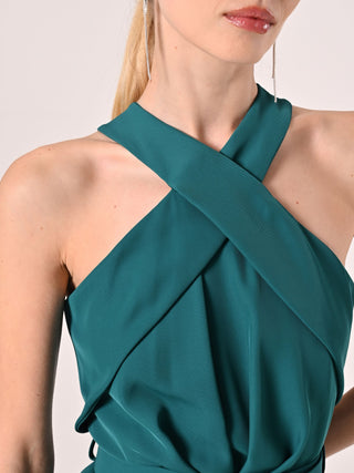 Royal Green Jumpsuit with Halterneck