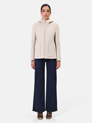 Giacca tortora beige con cappuccio
