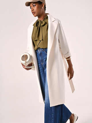 White Double Crepe Coat