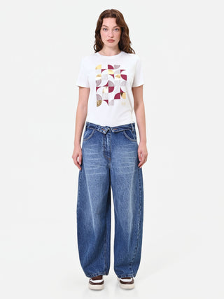 Indigo Blue Jeans with Asymmetrical Closure