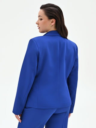 Giacca Curvy blu cina con rever a lancia in cadi