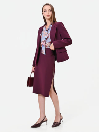 Burgundy Red Technical Fabric Midi Skirt