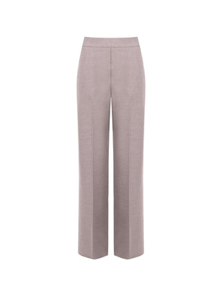 Pantalon taille haute en viscose mélangée beige taupe