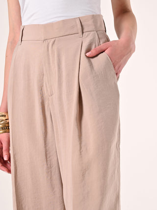 Weite Hose aus Modalgemisch in dunklem Beige