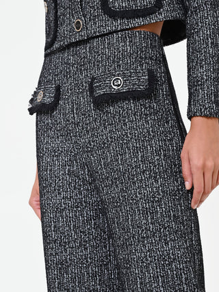 Black Bouclé Trousers with Patch Pockets