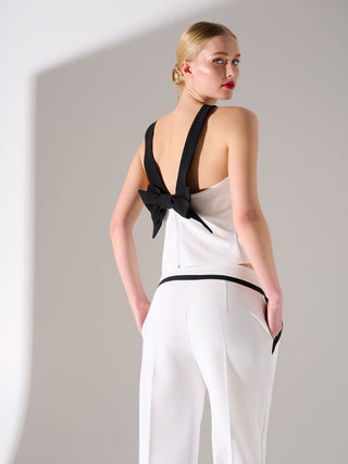Black & White Two-Toned Top with Bow