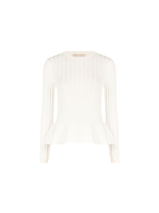 Maglia in viscosa panna con balza svasata