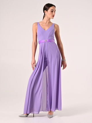 Lavender Jumpsuit with Jewelled Belt