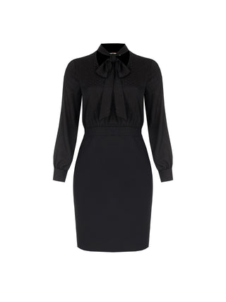 Robe fourreau noire Curvy à strass et nœud