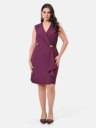 Robe portefeuille Curvy bordeaux avec drapé