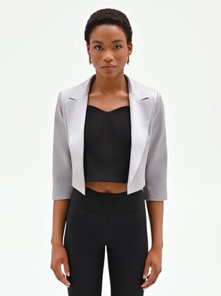 Silver Satin Cropped Jacket