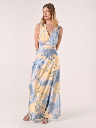 Robe longue imprimé fleuri abstrait