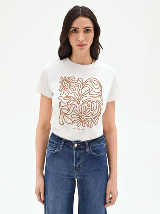 Cream Graphic Print T-shirt