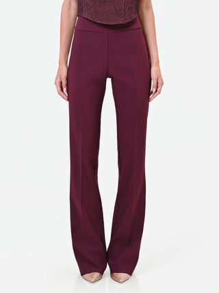 Pantalone svasato bordeaux rosso con piega centrale