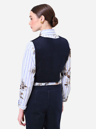 Gilet blu navy sagomato in velluto