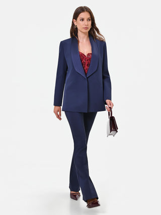 Pantalone a zampa blu in tessuto tecnico